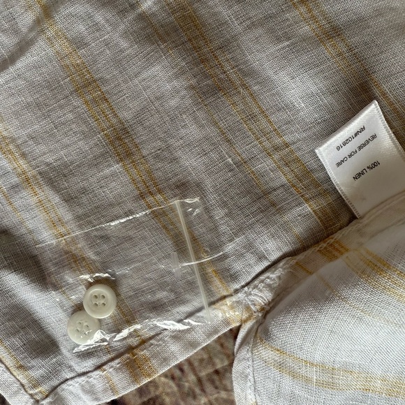 Garnet Hill Women Easy 100% Linen Button Down Shirt Tunic Striped Petite PP. 968 - Picture 4 of 4